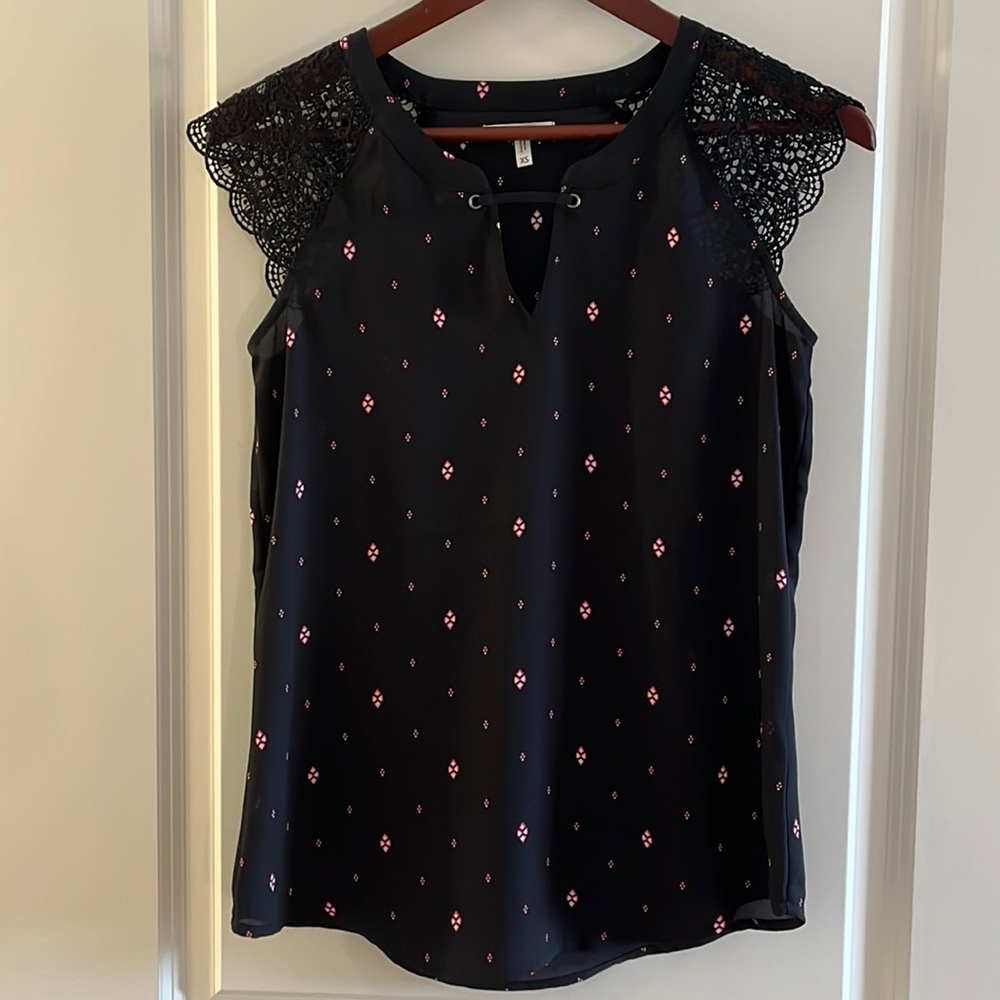 Black lace shoulder blouse